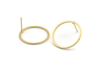 Gold Circle Earring, 4 Gold Plated Brass Circle Stud Earrings (22x1x1mm) BS 1093 A1455 Q0997