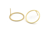 Gold Circle Earring, 4 Gold Plated Brass Circle Stud Earrings (22x1x1mm) BS 1093 A1455 Q0997