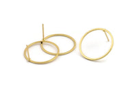 Gold Circle Earring, 4 Gold Plated Brass Circle Stud Earrings (22x1x1mm) BS 1093 A1455 Q0997