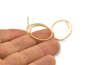 Gold Circle Earring, 4 Gold Plated Brass Circle Stud Earrings (22x1x1mm) BS 1093 A1455 Q0997