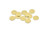 Brass Round Tag, 50 Hammered Raw Brass Round Stamping Blanks, Findings (10x0.80mm) M01504