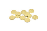 Brass Round Tag, 50 Hammered Raw Brass Round Stamping Blanks, Findings (10x0.80mm) M01504