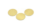 Brass Round Tag, 12 Hammered Raw Brass Round Stamping Blanks, Findings (16x0.80mm) M01507