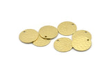 Brass Round Charm, 12 Hammered Raw Brass Round Charms With 1 Hole, Findings (16x0.80mm) M01518