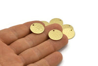 Brass Round Charm, 12 Hammered Raw Brass Round Charms With 1 Hole, Findings (16x0.80mm) M01518