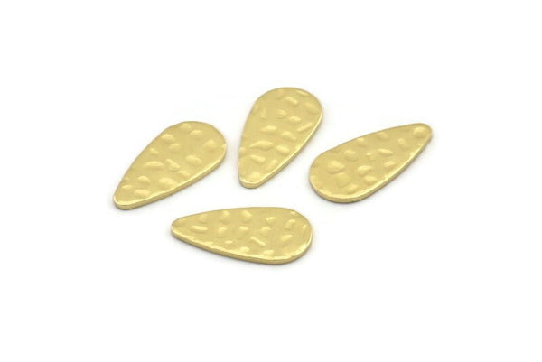 Brass Drop Blank, 50 Hammered Raw Brass Drop Blanks (15x8x0.80mm) M01496