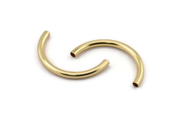 Noodle Curved Tubes, 4 Gold Plated Brass Semi Circle Tubes (3.5x41mm) Bs 1631 Q0345