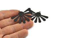 Black Sun Charm, 4 Oxidized Black Brass Sun Pendants With 1 Loop, Findings (44x32x0.80mm) A1476 S1118