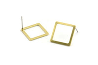 Brass Square Earring, 10 Raw Brass Square Stud Earrings (16x1.5x0.9mm) Y111 A1804