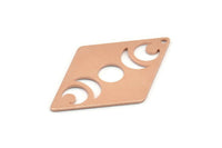 Copper Diamond Charm, 6 Raw Copper Moon Charms With 1 Hole, Rhombus Blanks (40x26x0.80mm) M01539