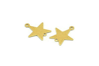 Brass Star Charm, 50 Raw Brass Star Charms With 2 Holes (18x15x0.40mm) A1984