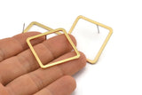 Brass Square Earring, 6 Raw Brass Square Stud Earrings (30x2x1mm) BS 2307 A1781