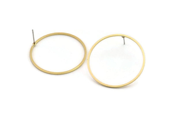 Brass Circle Earring, 8 Raw Brass Circle Stud Earrings (32x1x1mm) Bs 1088 A1752