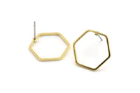 Brass Hexagon Earring, 10 Raw Brass Hexagon Stud Earrings (16x1mm) Bs 1223 A1739