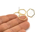 Brass Hexagon Earring, 10 Raw Brass Hexagon Stud Earrings (16x1mm) Bs 1223 A1739