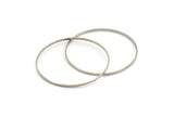 Silver Circle Connectors, 6 Silver Tone Brass Circle Connectors (50x1.7x0.8mm) E060 H1279