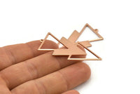 Rose Gold Triangle Charm, 2 Rose Gold Plated Brass Triangle Charms With 1 Loop (49x21x1mm) M01112 Q0710