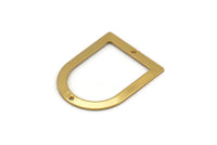 D Shape Rings - 2 Gold Plated Brass D Shape Charms With 2 Holes, Pendants (35x28x0.80mm) M385 H0954