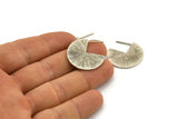 Silver Earring Findings, 2 Textured Antique Silver Plated Brass Pizza Slice Earrings, Findings (25x1mm) N1056