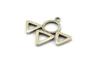 Silver Triangle Charm, 2 Antique Silver Plated Brass Triangle Charms With 1 Loop (27x31.5x2mm) BS 1981