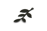 Black Leaf Charm, 12 Oxidized Black Brass Leaf Charms With 1 Loop, Findings (35x19x0.50mm) A1385 S1119