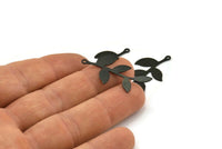 Black Leaf Charm, 12 Oxidized Black Brass Leaf Charms With 1 Loop, Findings (35x19x0.50mm) A1385 S1119