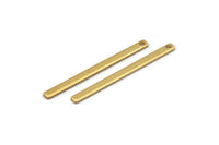 Gold Necklace Bar, 8 Gold Plated Brass Necklace Bars With 1 Hole (35x2.5x0.80mm) E393