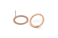 Rose Gold Circle Earring, 4 Rose Gold Plated Brass Circle Stud Earrings (20x0.90mm) D1480 A1429