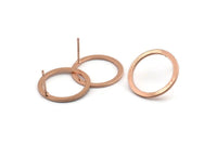 Rose Gold Circle Earring, 4 Rose Gold Plated Brass Circle Stud Earrings (20x0.90mm) D1480 A1429