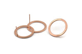 Rose Gold Circle Earring, 4 Rose Gold Plated Brass Circle Stud Earrings (20x0.90mm) D1480 A1429