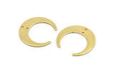 Gold Moon Charm, 2 Gold Plated Brass Crescent Moon Charms With 2 Holes, Connectors (30x28x0.80mm) A1430