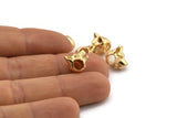 Gold Wolf Beads, 2 Gold Plated Brass Wolf Bracelet Parts (11x10mm) N0377 S1194