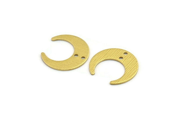 Brass Moon Charm, 12 Textured Raw Brass Crescent Moon Charms With 2 Holes (20x19x0.80mm) A1856