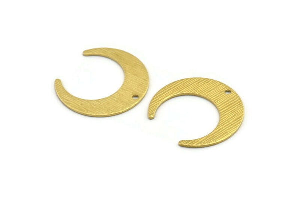 Brass Moon Charm, 12 Textured Raw Brass Crescent Moon Charms With 1 Hole (25x23x0.80mm) A1879