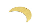 Brass Moon Charm, 6 Textured Raw Brass Crescent Moon Charms With 2 Holes (44x14x0.80mm) A1889