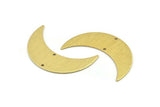 Brass Moon Charm, 6 Textured Raw Brass Crescent Moon Charms With 2 Holes (44x14x0.80mm) A1889