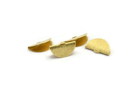 Brass Ribbon Crimp, 24 Textured Raw Brass Ribbon Crimp Ends With 1 Loop, Findings (20x11mm) A1858