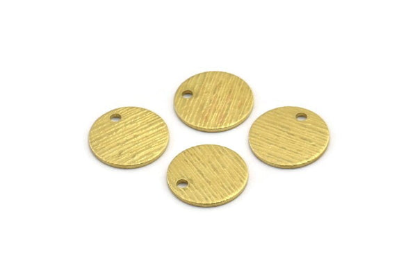 Brass Round Charm, 24 Textured Raw Brass Round Tags With 1 Hole (12x0.80mm) A1855