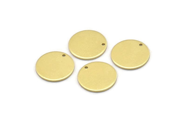 Brass Cabochon Tag, 24 Raw Brass Round Charms With 1 Hole, Stamping Tags (14x0.80mm) M01592