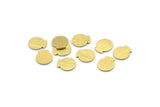 Brass Round Tag, 50 Textured Raw Brass Round Stamping Blanks, Findings (10x9x0.80mm) M01587