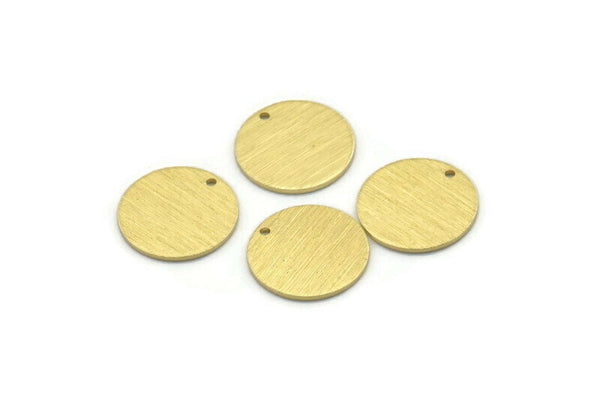 Brass Cabochon Tag, 24 Textured Raw Brass Round Charms With 1 Hole, Stamping Tags (14x0.80mm) M01585