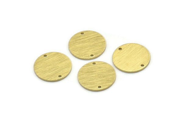 Brass Cabochon Tag, 24 Textured Raw Brass Round Charms With 2 Holes, Stamping Tags (14x0.80mm) M01586