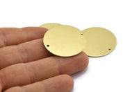 Brass Round Charm, 6 Raw Brass Round Charms With 2 Holes, Connectors (30x0.80mm) M01581