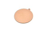 Copper Round Charm, 4 Raw Copper Round Charms With 1 Loop, Stamping Blanks (33x30x0.80mm) M01601