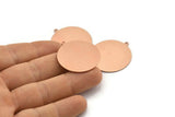 Copper Round Charm, 4 Raw Copper Round Charms With 1 Loop, Stamping Blanks (33x30x0.80mm) M01601