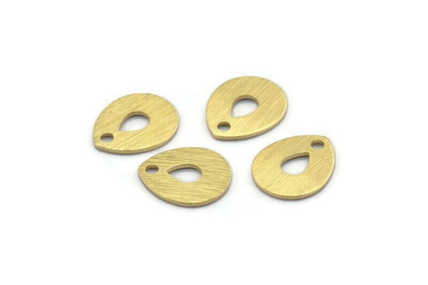 Brass Drop Charm, 12 Textured Raw Brass Drop Charms With 1 Hole, Stamping Blanks (12x0.70mm) M01596