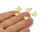 Brass Star Charm, 50 Textured Raw Brass Star Charms With 1 Loop (14x13x0.80mm) M01579