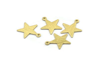 Brass Star Charm, 24 Textured Raw Brass Star Charms With 1 Loop (18x16x0.80mm) M01578