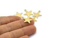 Brass Star Charm, 24 Textured Raw Brass Star Charms With 1 Loop (18x16x0.80mm) M01578