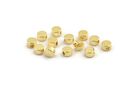 Gold Spacer Bead, 24 Gold Plated Brass Circle Industrial Spacer Beads With 1 Hole, Findings (4x2.5mm) D1431